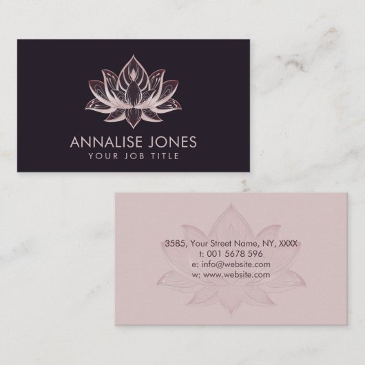 Elegant Roos Gold Pearl Lotus Flower Visitekaartje (Voorkant / Achterkant)