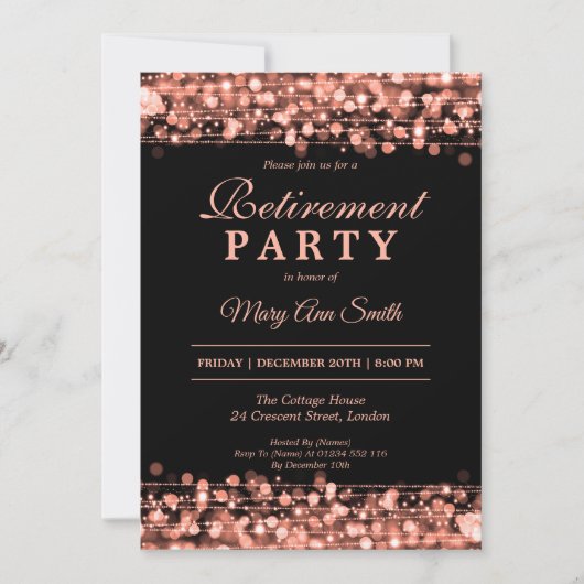 Elegant Roos Gold Pensioenpartij Kaart (Voorkant)