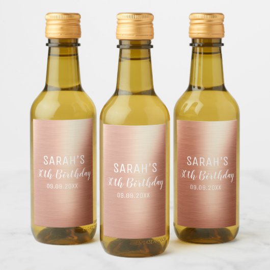Elegant Roos Gold Persoonlijk 30e verjaardag Wijn Etiket (Flessen)