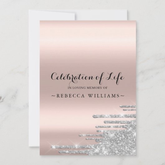 Elegant Roos Gold Photo Celebration of life Kaart (Achterkant)