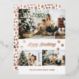 Elegant Roos Gold Photo Happy Howlidays Folie Feestdagenkaart