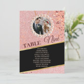 Elegant Roos Gold Photo Seating Chart Kaart (Staand voorkant)