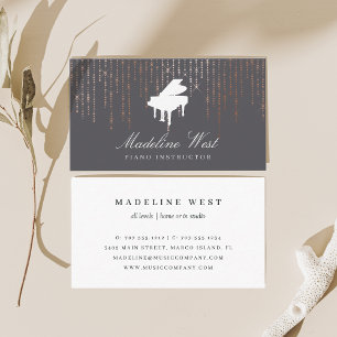 Elegant Roos Gold Piano Instructor Music Teacher Visitekaartje