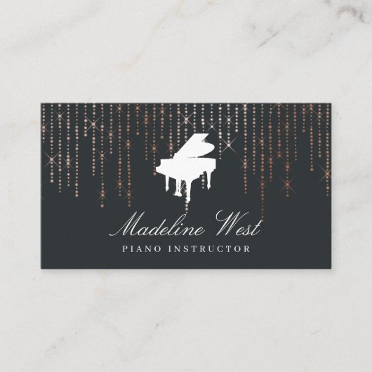 Elegant Roos Gold Piano Instructor Music Teacher Visitekaartje (Voorkant)