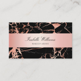 Elegant Roos Gold Pink Black Marble Agate Visitekaartje
