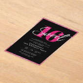 Elegant Roos Gold Pink & Black Sweet 16 Verjaardag Acryl Uitnodigingen (Laagn)