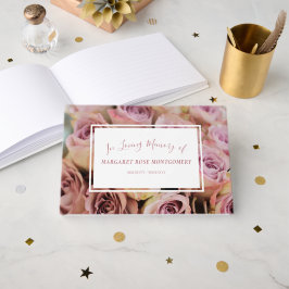 Elegant Roos Gold Pink en White in Loating Memory Gastenboek