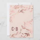 Elegant Roos Gold Pink Floral Leaves Save The Date (Achterkant)