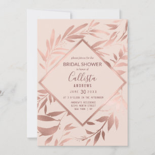 Elegant Roos Gold Pink Floral Leaves Vrijgezellenf Kaart