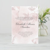Elegant Roos Gold Pink Floral Quinceañera Kaart (Staand voorkant)