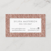 Elegant Roos Gold Pink Glitter Modern Minimum Visitekaartje (Achterkant)