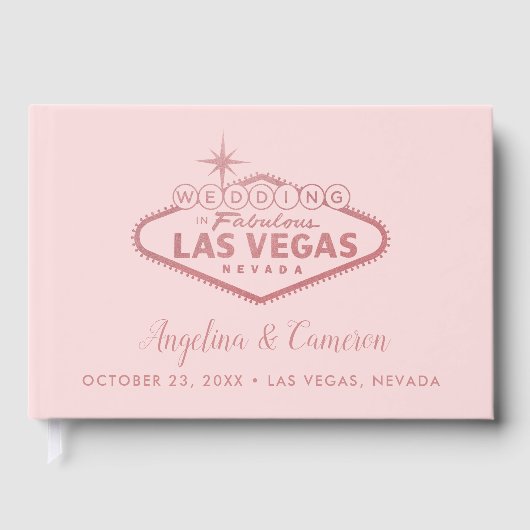 Elegant Roos Gold Pink Las Vegas Wedding Gastenboek (Voorkant)