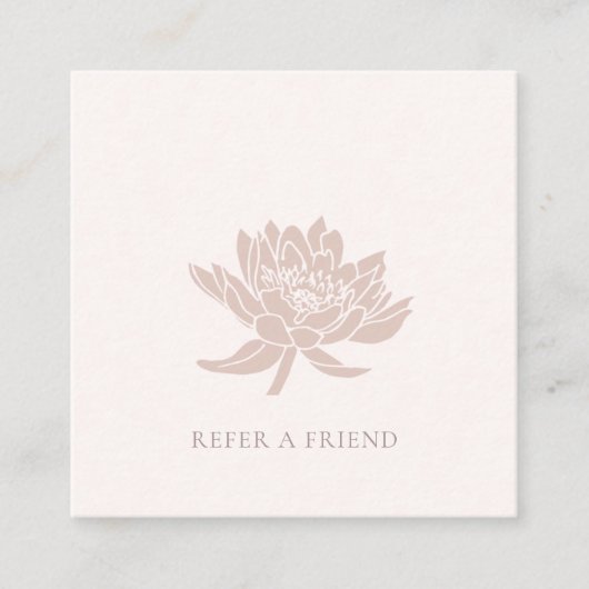 ELEGANT ROOS GOLD PINK LOTUS FLORAL REFER A FRIEND VIERKANTE VISITEKAARTJE (Voorkant)