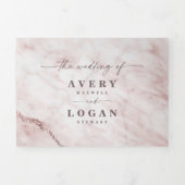 Elegant Roos Gold Pink Metallic Marmer Weddenschap Drieluik Uitnodiging (Cover)