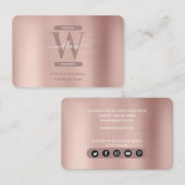 Elegant Roos Gold Pink Monogram Sociale Media Pict Visitekaartje (Voorkant / Achterkant)