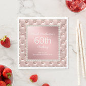 Elegant Roos Gold Pink Tufted Pearls 60th Birthday Servet (Insitu)