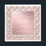 Elegant Roos Gold Pink Tufted Pearls 60th Birthday Servet<br><div class="desc">Elegant metallic roos goud/roze 60e verjaardagsartikelen,  luiers ontworpen met  parels en een getufte blik. Omdat alle tekst aanpasbaar is,  kunnen deze papieren servetten worden aangepast voor meisjes of vrouwen van elke leeftijd.</div>