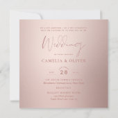 Elegant Roos Gold Pink  Vintage WEDING Kaart (Achterkant)