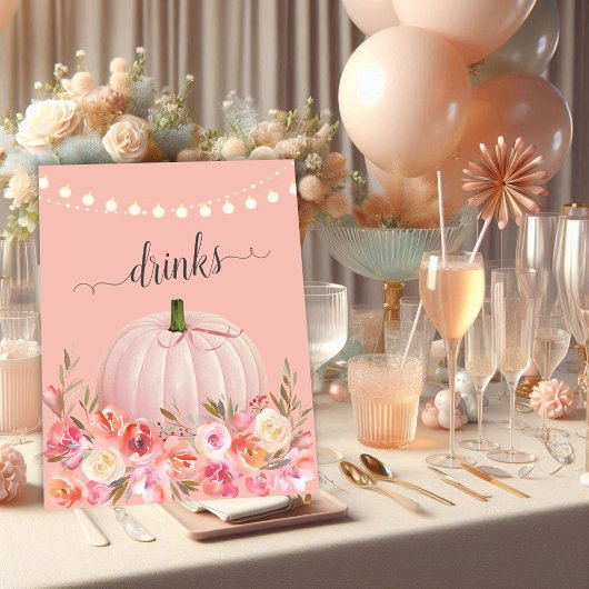 Elegant Roos Gold Pumpkin Baby shower Drinken Poster