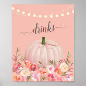 Elegant Roos Gold Pumpkin Baby shower Drinken Poster (Voorkant)