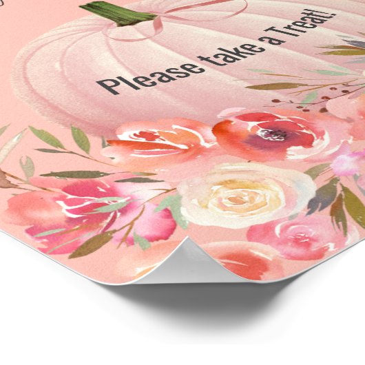 Elegant Roos Gold Pumpkin Baby shower Favors Poster (Hoek)