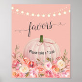 Elegant Roos Gold Pumpkin Baby shower Favors Poster (Voorkant)