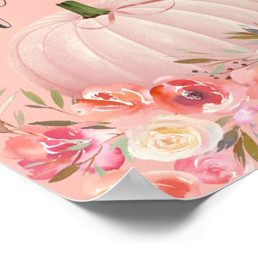 Elegant Roos Gold Pumpkin Baby shower Poster (Hoek)