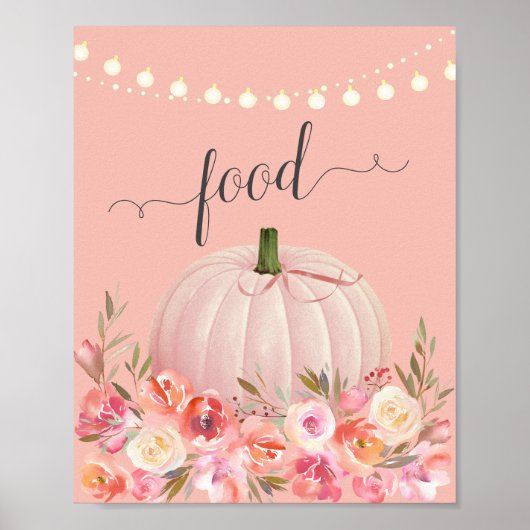 Elegant Roos Gold Pumpkin Baby shower Poster (Voorkant)