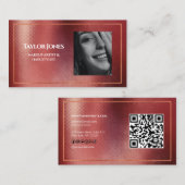 Elegant Roos Gold QR-code Makeup Hair Beauty Foto Visitekaartje (Voorkant / Achterkant)