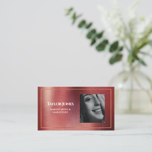 Elegant Roos Gold QR-code Makeup Hair Beauty Foto Visitekaartje (Staand voorkant)