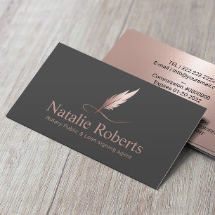 Elegant Roos Gold Quill-Logo voor notaristekenaar Visitekaartje