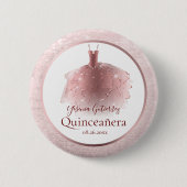 Elegant Roos Gold Quinceañera Dress Ronde Button 5,7 Cm (Voorkant)