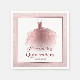 Elegant Roos Gold Quinceañera Dress Servet