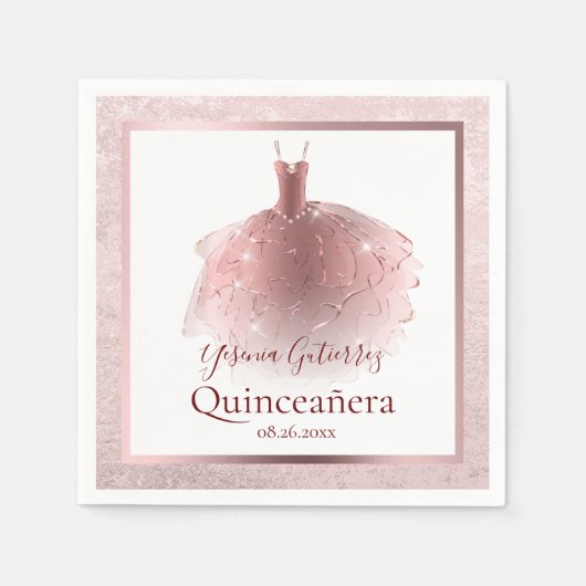 Elegant Roos Gold Quinceañera Dress Servet (Voorkant)