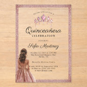 Elegant Roos Gold Quinceañera Princess tiara Acryl Uitnodigingen (Voorkant)