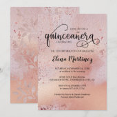 Elegant Roos Gold Quinceanera Sweet 15 Party Kaart (Voorkant / Achterkant)