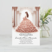 Elegant Roos Gold Quinceañera Uitnodiging (Staand voorkant)