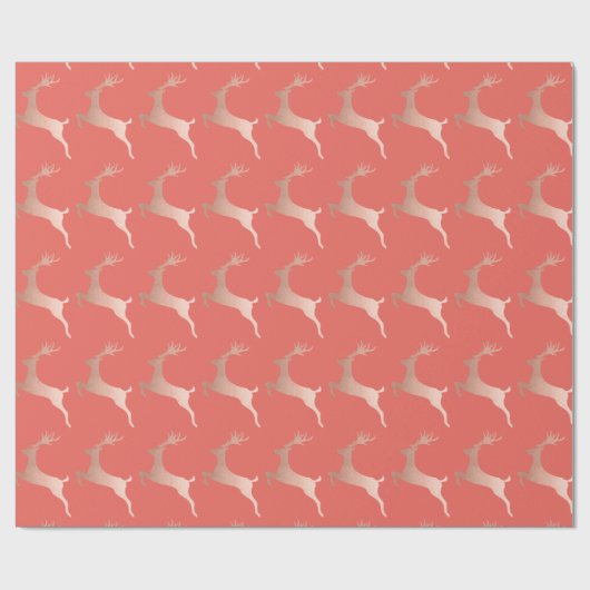 Elegant Roos Gold Red-kerstrennen Cadeaupapier (Vlak)