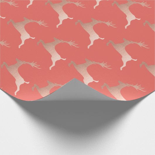 Elegant Roos Gold Red-kerstrennen Cadeaupapier (Hoek)