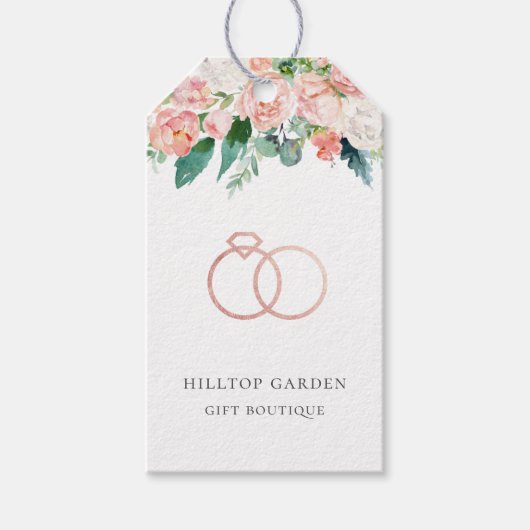 Elegant Roos Gold Rings Floral Price Labels Cadeaulabel (Voorkant)