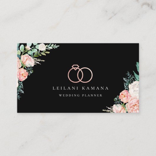 Elegant Roos Gold Rings Floral Visitekaartje (Voorkant)