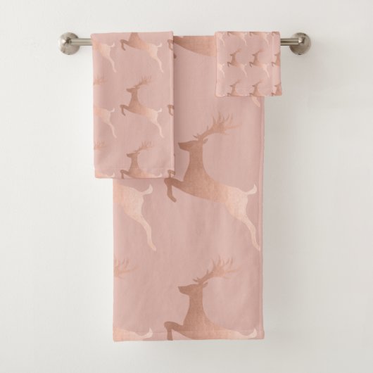 Elegant Roos Gold Roze kerstrendierpatroon Bad Handdoek (Insitu)