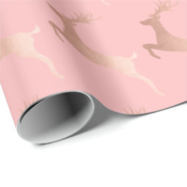 Elegant Roos Gold Roze kerstrendierpatroon Cadeaupapier