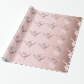 Elegant Roos Gold Santa Claus kerstpatroon Cadeaupapier (Uitgerold)