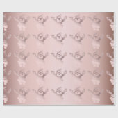 Elegant Roos Gold Santa Claus kerstpatroon Cadeaupapier (Vlak)