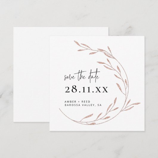 Elegant Roos Gold Save the Date Kaart (Voorkant / Achterkant)