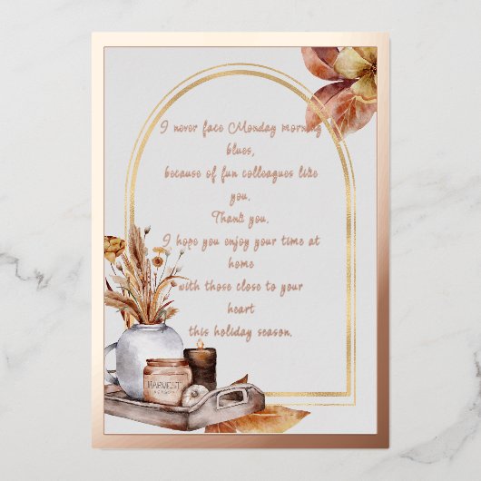 Elegant Roos Gold Script en Lijst collega's Folie Feestdagenkaart (Voorkant)