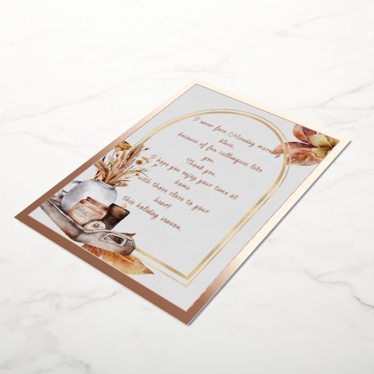 Elegant Roos Gold Script en Lijst collega's Folie Feestdagenkaart (Gedraaid)