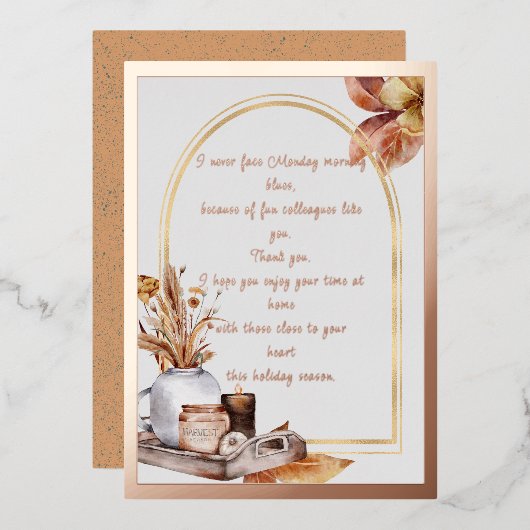 Elegant Roos Gold Script en Lijst collega's Folie Feestdagenkaart (Voorkant / Achterkant)