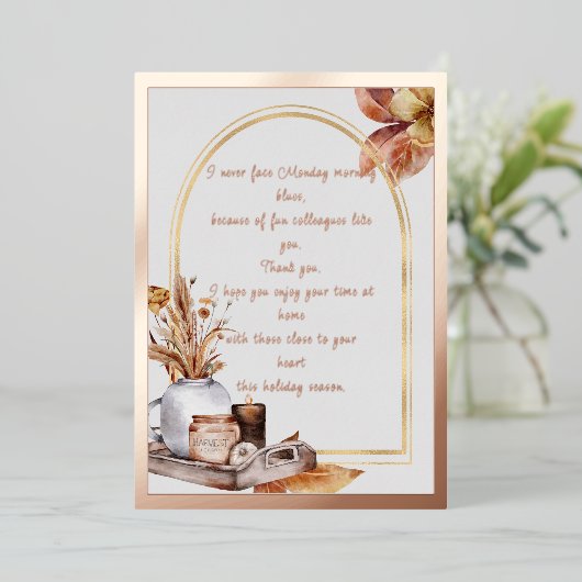 Elegant Roos Gold Script en Lijst collega's Folie Feestdagenkaart (Staand Voorkant)